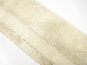 アンティーク　縞に花唐草模様織出し袋帯（材料）